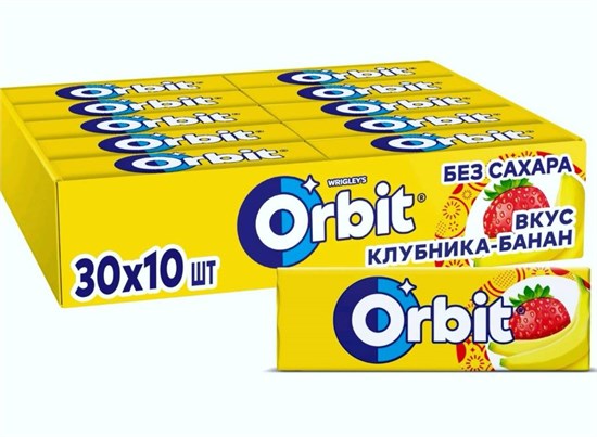 Жевательная резинка "Orbit клубника - банан" шт. 13.6 гр. 00127
