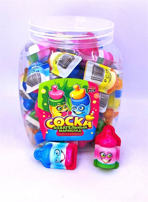 Жевательный мармелад с кислой начинкой "Соска" 10 гр. 50 шт. уп. 01843