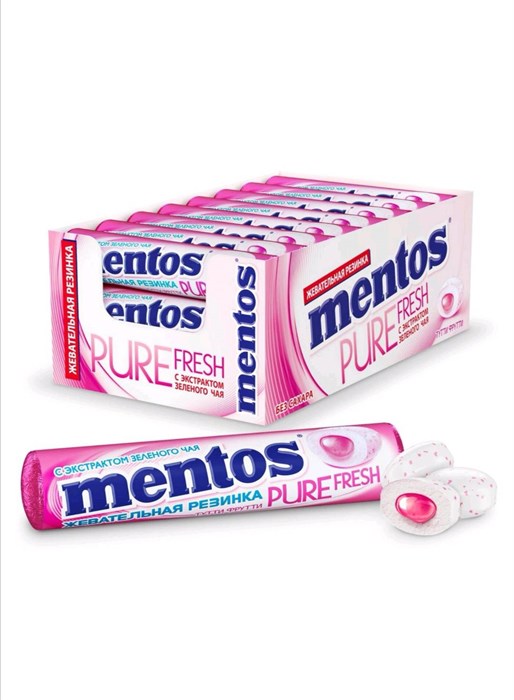 Жевательная резинка "Mentos"  Pure fresh тутти фрутти 15.5 гр. 24 шт 00763