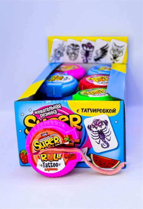 Жевательная резинка "SUPER ROLL TATTOO" ассорти 12гр*24ш 00120