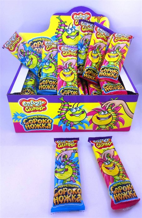 Мармелад "CRAZY GUMMY. Мармеладная сороконожка" 15 гр. 36 шт. уп. 00539