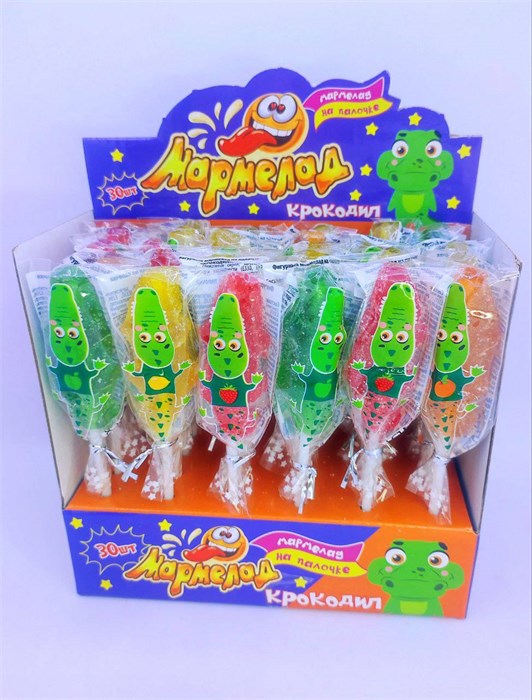 Фигурный мармелад на палочке «КРОКОДИЛ» 14 гр. 30 шт. уп. 02871