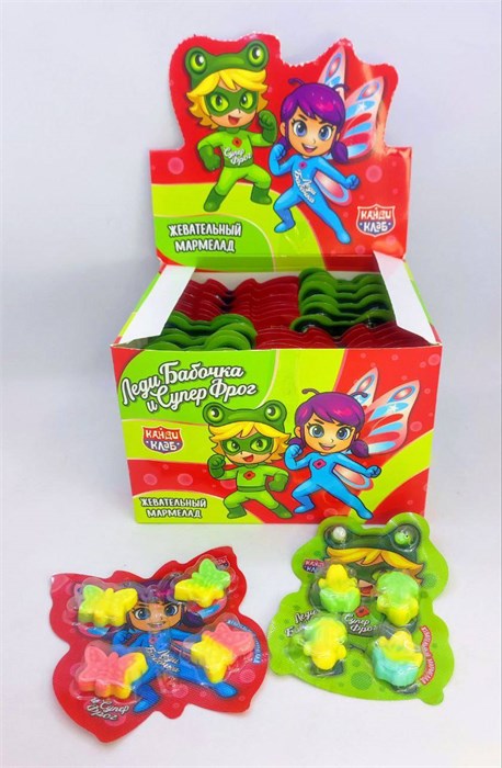 Жевательный мармелад "Леди Бабочка и Супер Фрог" ассорти 9 гр. 30 шт. уп 02937
