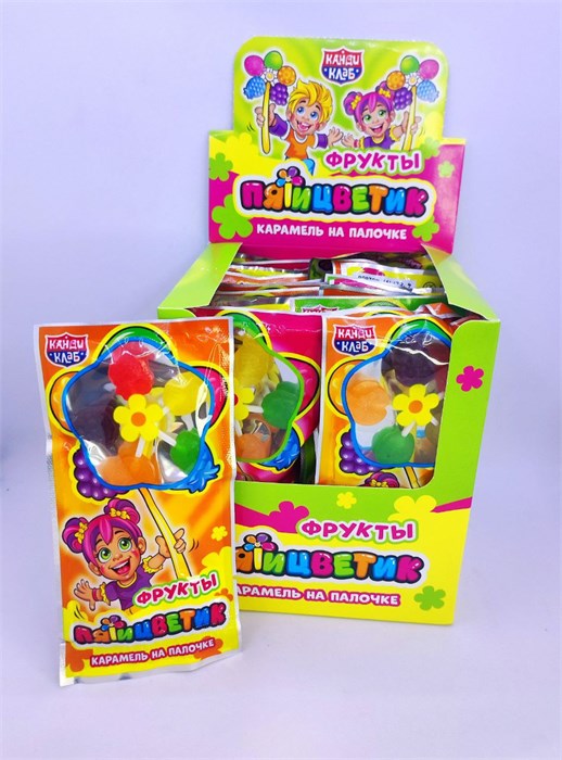 Карамель на  палочке "Пятицветик" 12 гр. 30 шт. уп. 00211
