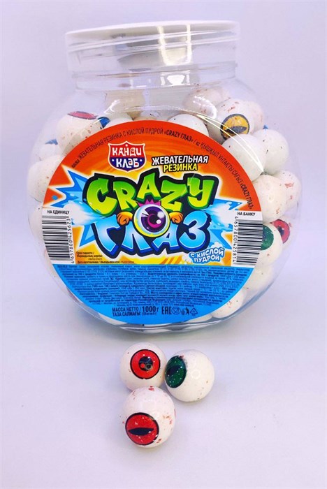 Жевательная резинка с кислой пудрой "Crazy Глаз" 8 гр. 125 шт. уп. 02535
