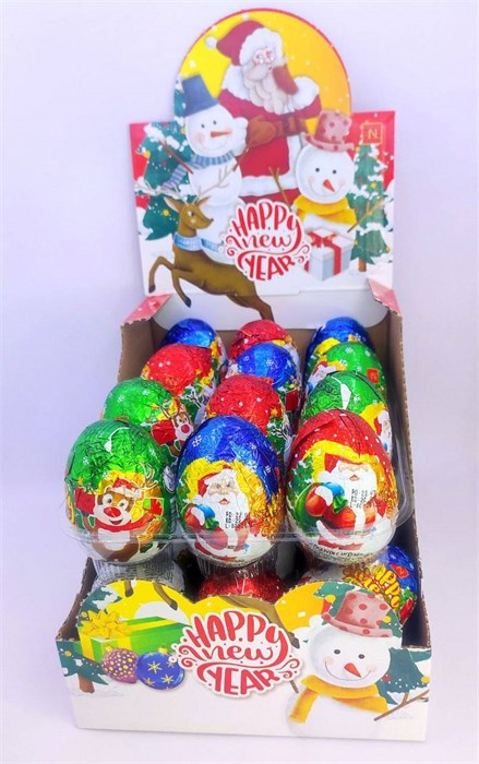 Изделие из кондитерской глазури с сюрпризом (яйцо) "HAPPY NEW YEAR" 25 гр. 24 шт. уп. 02855