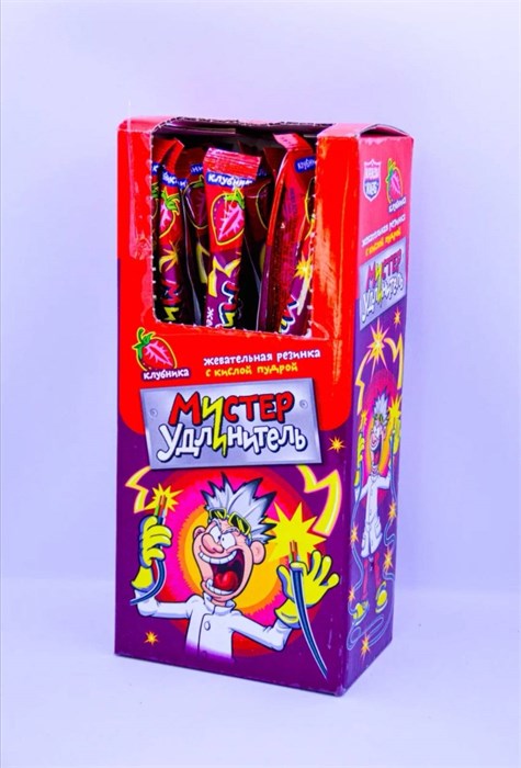 Жевательная резинка с кислой пудрой "Мистер удлинитель" со вкусом клубники 18 гр. 30 шт. уп. 00251