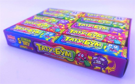 Жевательная резинка в пластинках с тату "ТАТУ-БУМ", красящая язык, ЗОМБИ 12.5 гр. 20 шт. уп. 00849