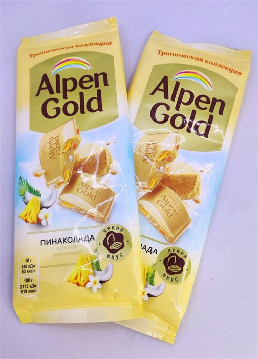 Плиточный шоколад "Alpen Gold" Пинаколада 80 гр. 21 шт. уп. 02845