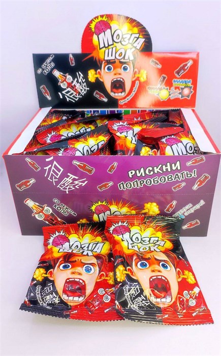 Кислые леденцы со вкусом колы "Мозга Шок" 16 гр. 30 шт. уп. 02838