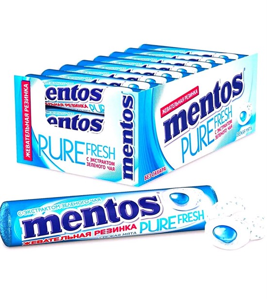 Жевательная резинка "Mentos"  Pure fresh свежая мята 15.5 гр. 24 шт 00754