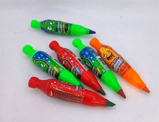 Конфета Карандаш с татуировкой со вкусом апельсина, со вкусом лимона, со вкусом колы ZVN TM 5 гр., 30 шт. уп. 02913