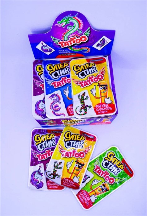 Мягкая карамель "Супер стик с тату " 5 гр. 40 шт. уп. 00159