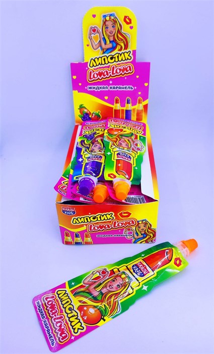 Жидкая карамель "Липстик Lova-Lova" ассорти 20 гр. 30 шт. уп. 02737