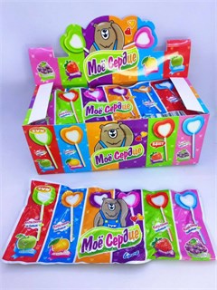 Конфета «Моё сердце» ZVN. со вкусом клубники, апельсина, яблока, винограда. 18 гр., 24 шт., уп 02912